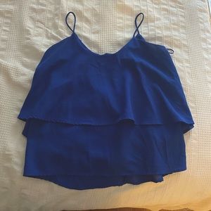 Flowy blue spaghetti strap top blouse